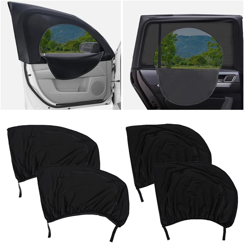 Turcee 4PCS Car Window Shades with Zipper,Breathable Car Window Cover Baby Window Shades for Car,Camping Essentials Side Window Sun Shade for Privacy Protection Fits Most Cars - Image 1